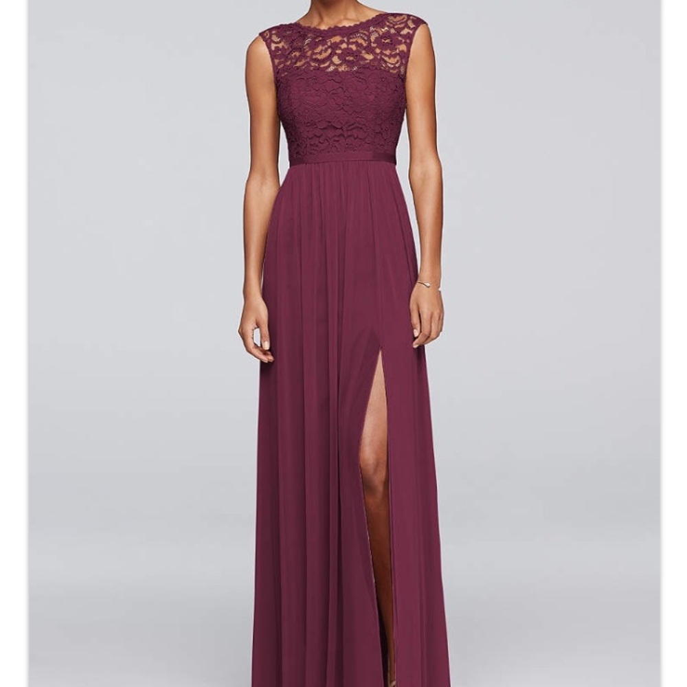 David’s Bridal Bridesmaid Wine Dress size 4